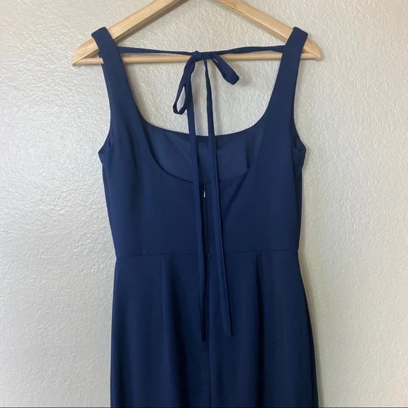 Hayley Blue Paige Tie Back Crepe Evening Dress - Picture 4 of 6